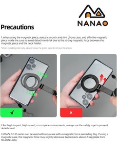 NANAO Magnetic Neck Mount for Phones, Neck Cell Phone Holder POV/Vlog Selfie Mount Hand Free Phone Neck Holder Chest Stand Strap Video Recording for iPhone 15 14 13 12 Seires Android Phones (Blue)  - Image 5