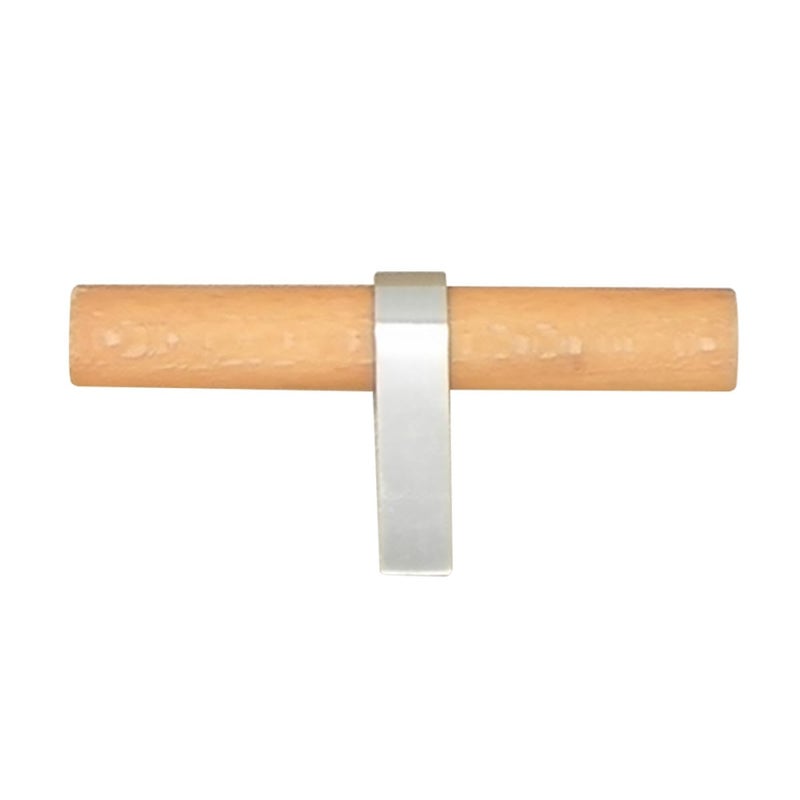 Solid Wood Cabinet Handle Brushed Silver Finish Single Hole Drawer Pulls European Style Anti Collision Hardware - Image 2