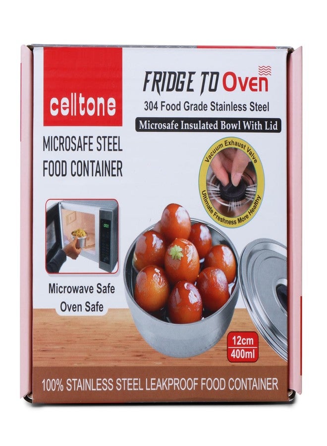 Celltone Microwave Safe 304 Stainless Steel Food Container - Fridge-to-Oven Bowl with Vacuum Freshness Seal (400ml) - Image 5