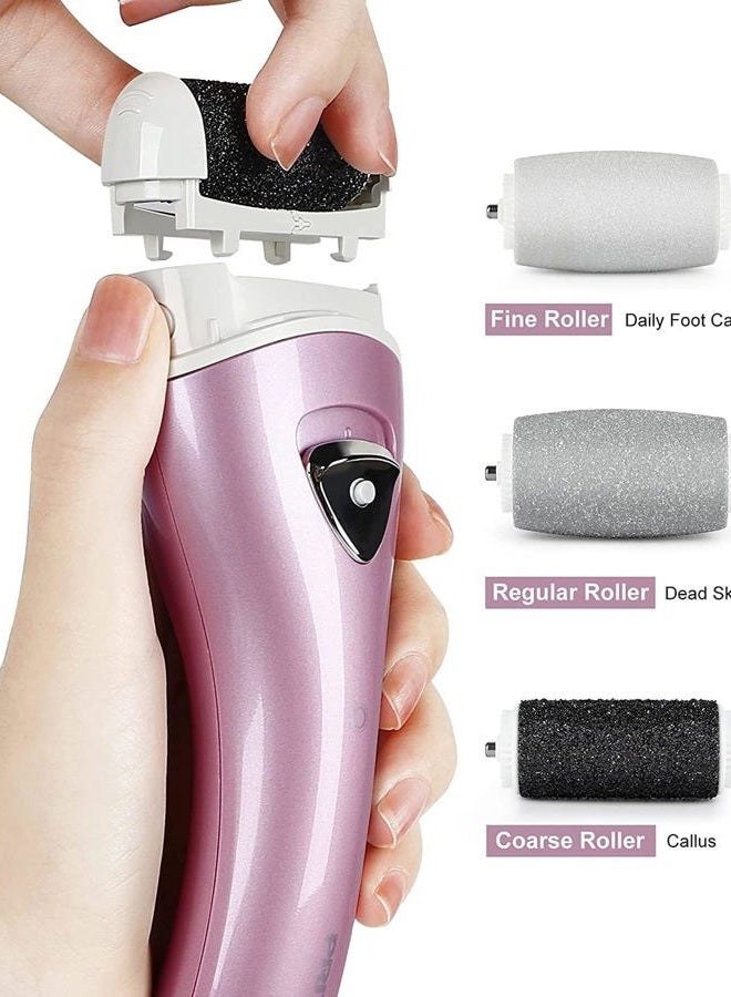 pritech Electric Feet Callus Removers Rechargeable,Portable Electronic Foot File Pedicure Tools, Electric Callus Remover Kit,Professional Pedi Feet Care Perfect for Dead,Hard Cracked Dry Skin（Pink） - Image 2