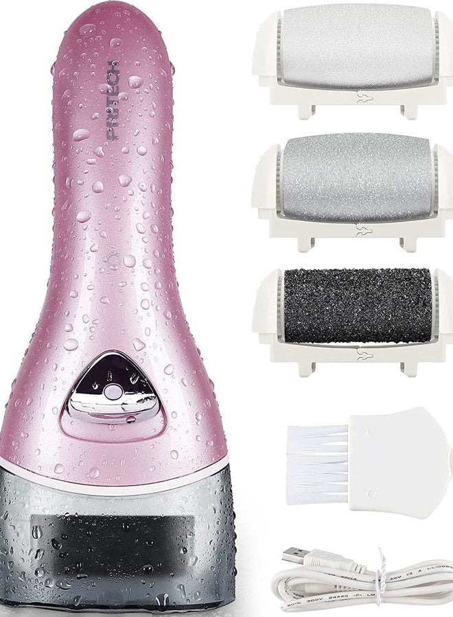 pritech Electric Feet Callus Removers Rechargeable,Portable Electronic Foot File Pedicure Tools, Electric Callus Remover Kit,Professional Pedi Feet Care Perfect for Dead,Hard Cracked Dry Skin（Pink） - Image 1