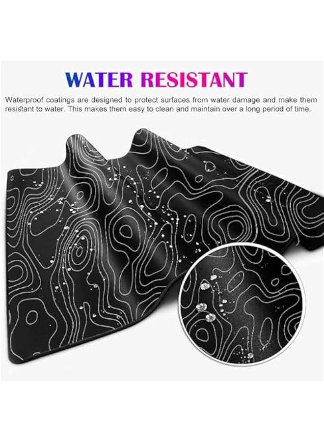 Large Gaming Mouse Pad Topographic Contour with Stitched Edges,Extended Mousepad with Smooth Cloth Surface,Non-Slip Rubber Base, Keyboard Pad for Cputer (800x300mm,Black)  - Image 5