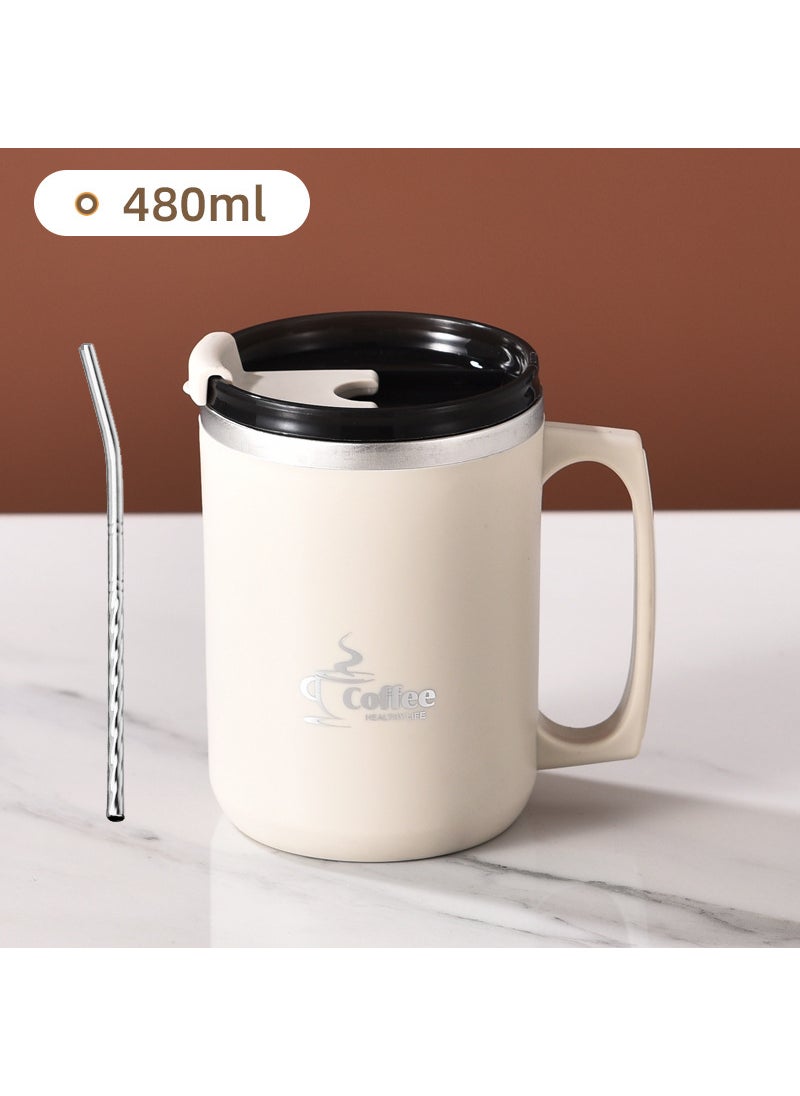 Generic - Factory direct supply office coffee cup with lid double-layer thermos cup 304 stainless steel mug gift - Image 1