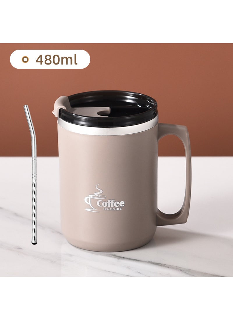 Generic - Factory direct supply office coffee cup with lid double-layer thermos cup 304 stainless steel mug gift - Image 1