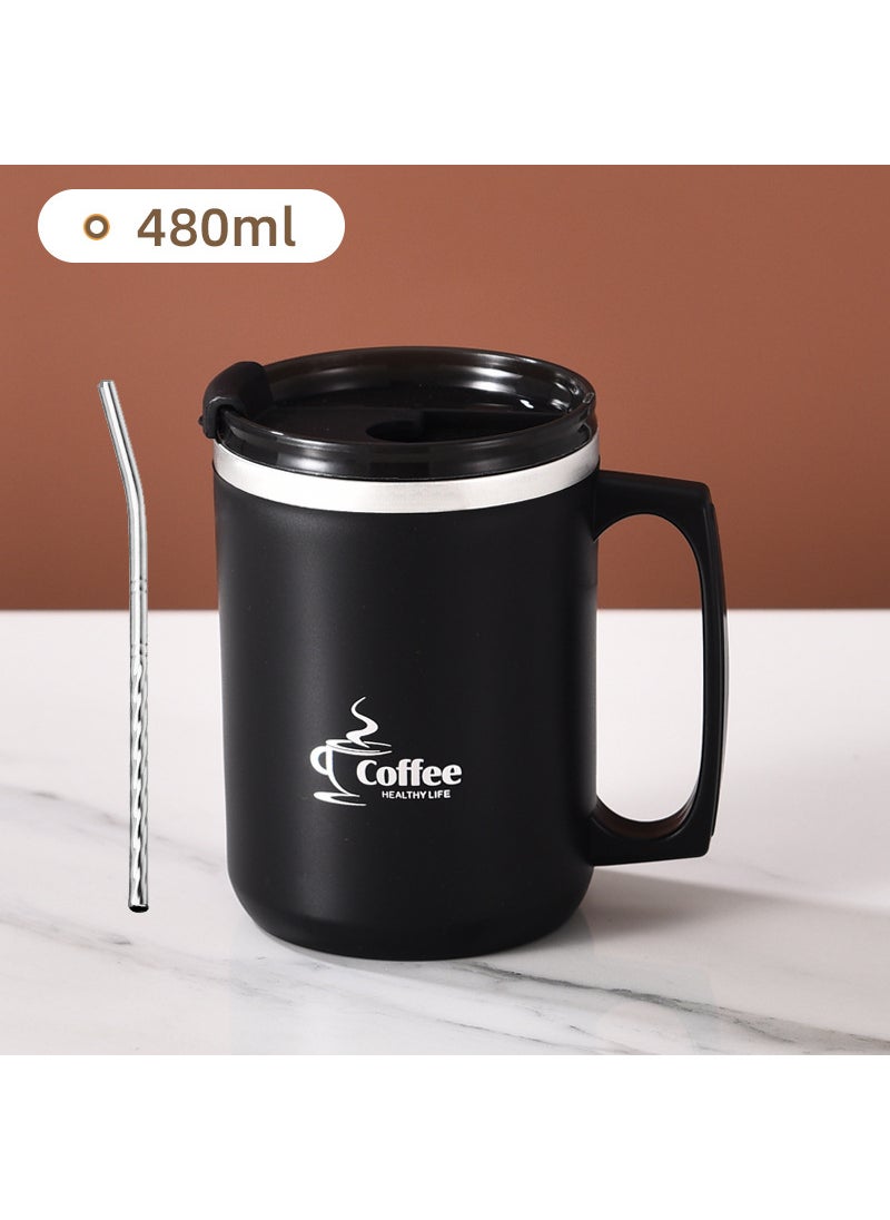 Generic - Factory direct supply office coffee cup with lid double-layer thermos cup 304 stainless steel mug gift - Image 1