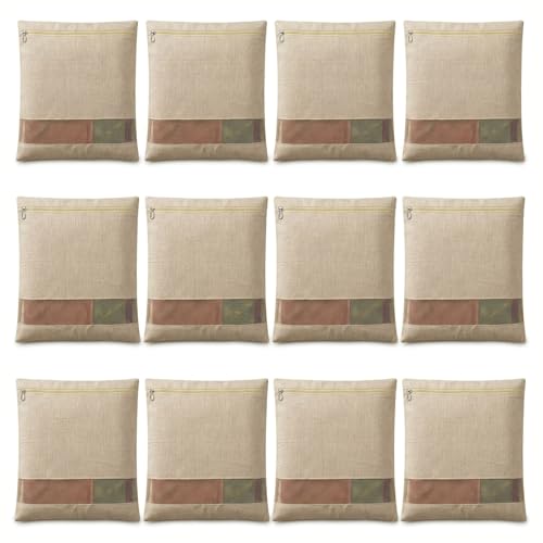 Gowloz Cotton Saree Cover Bags Set of 12– Breathable Clothes Storage Organizer for Saree, Garments | Foldable Zip Wardrobe Bags with Transparent Mesh Window | Dustproof Closet & Travel Use - Image 1