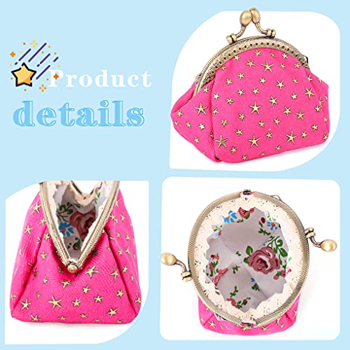 iSuperb Coin Purse Coin Bag Star Pouch Kiss-Lock Change Purse Small Wallets Coin Pouch for Women (Red) - Image 5
