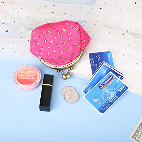 iSuperb Coin Purse Coin Bag Star Pouch Kiss-Lock Change Purse Small Wallets Coin Pouch for Women (Red) - Image 3