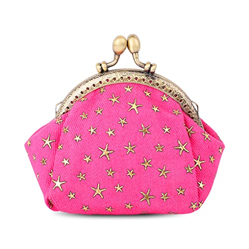 iSuperb Coin Purse Coin Bag Star Pouch Kiss-Lock Change Purse Small Wallets Coin Pouch for Women (Red) - Image 1