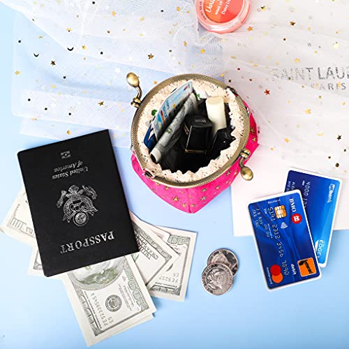 iSuperb Coin Purse Coin Bag Star Pouch Kiss-Lock Change Purse Small Wallets Coin Pouch for Women (Red) - Image 2