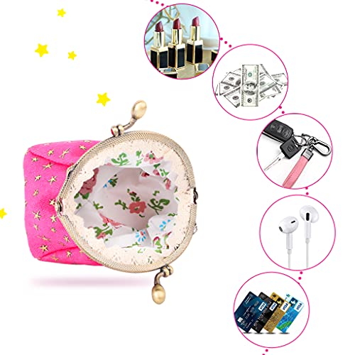 iSuperb Coin Purse Coin Bag Star Pouch Kiss-Lock Change Purse Small Wallets Coin Pouch for Women (Red) - Image 4