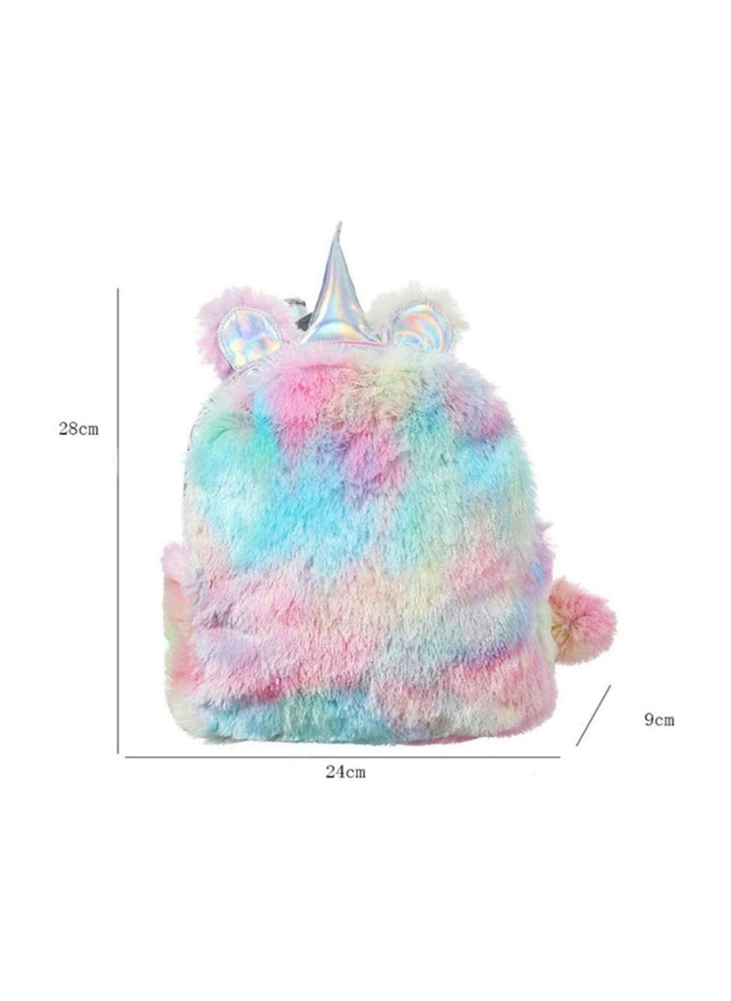 Cutie Cute Cute Plush Unicorn Backpack Fluffy Mini Unicorn Backpack Bags for Girls Kids Travel Plush Rainbow Schoolbag  - Image 2