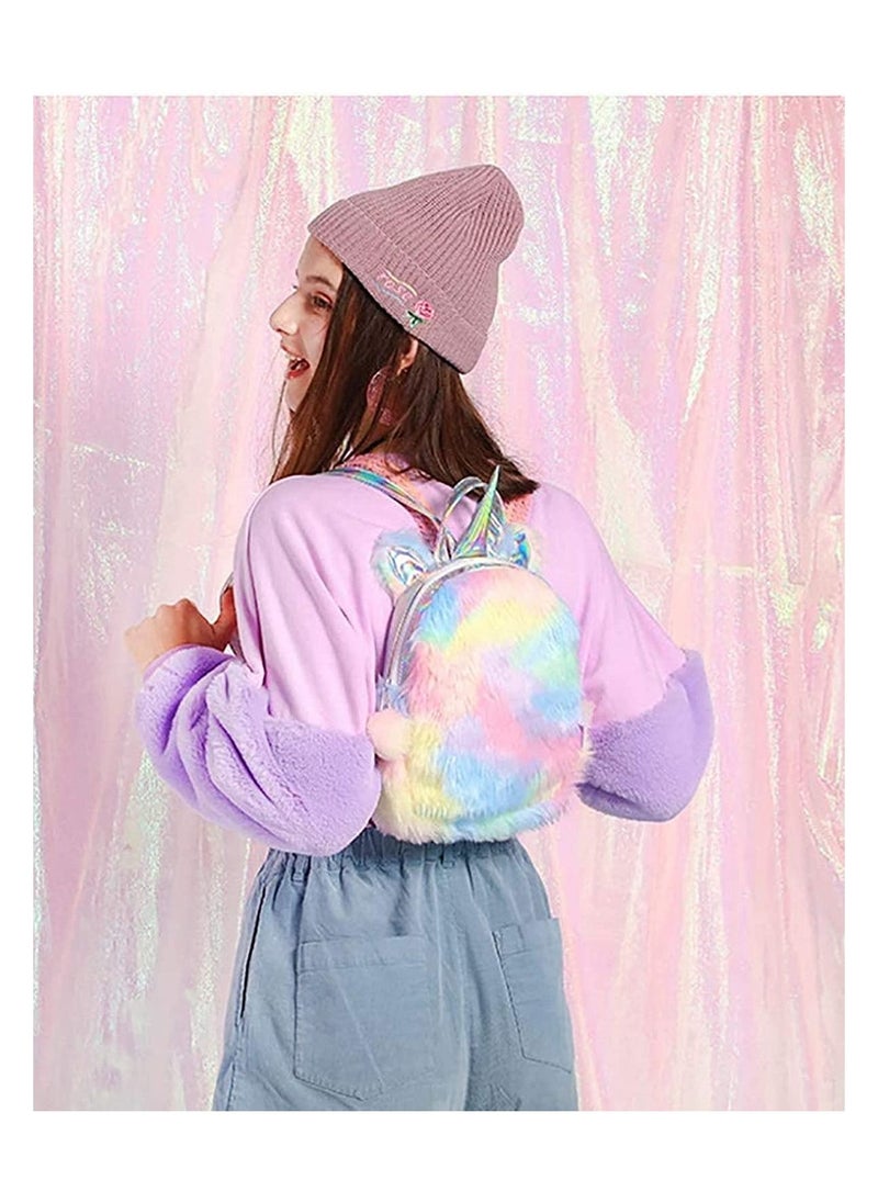 Cutie Cute Cute Plush Unicorn Backpack Fluffy Mini Unicorn Backpack Bags for Girls Kids Travel Plush Rainbow Schoolbag  - Image 5