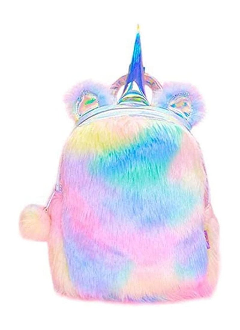 Cutie Cute Cute Plush Unicorn Backpack Fluffy Mini Unicorn Backpack Bags for Girls Kids Travel Plush Rainbow Schoolbag  - Image 1
