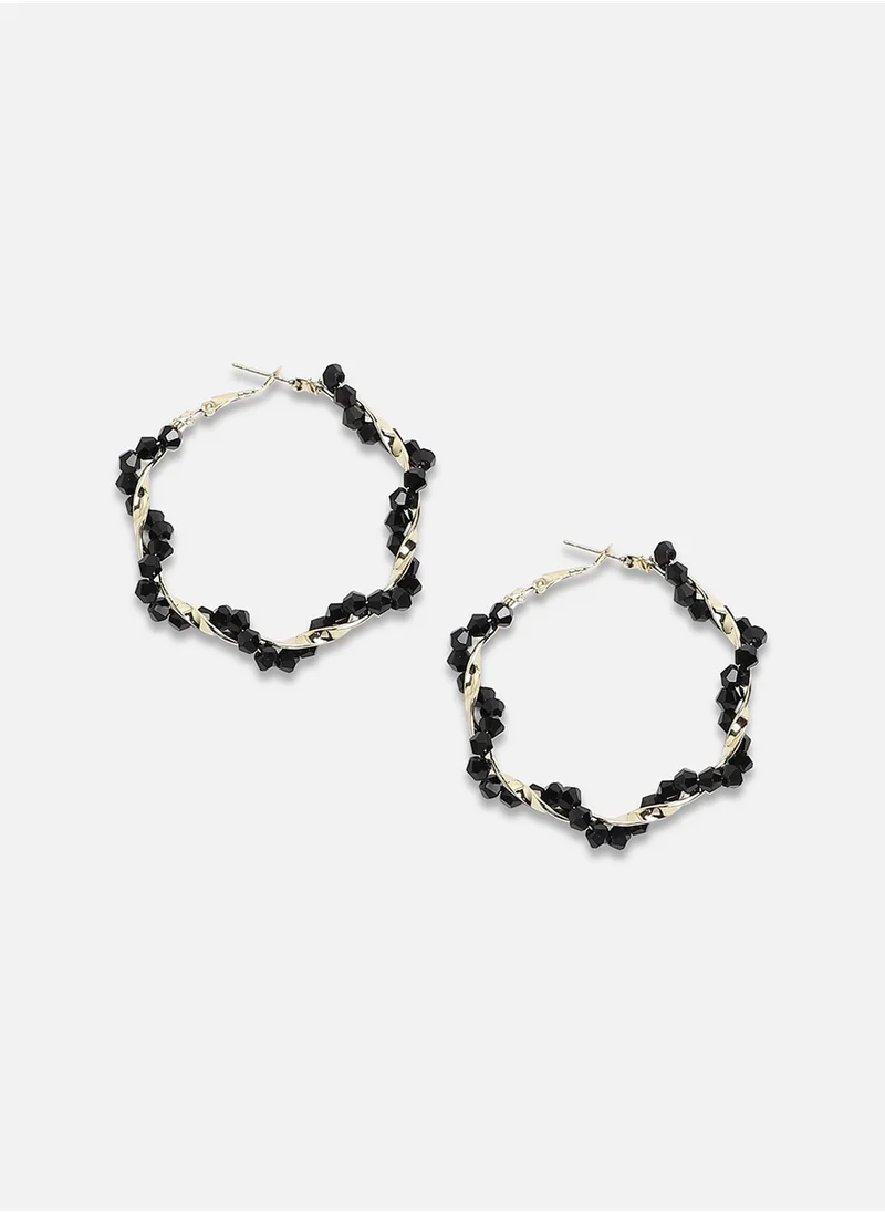 SOHI Beaded Twist Hoop Earrrings