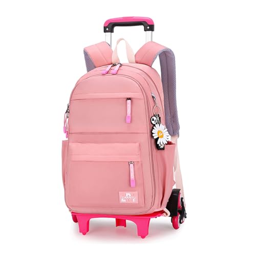 Armbq Rolling Backpack,Backpack with Wheels,Kids Roller Backpack for Girls Boys Travel Bag on Wheels Kids Trolley School Bag,Pink - Image 1