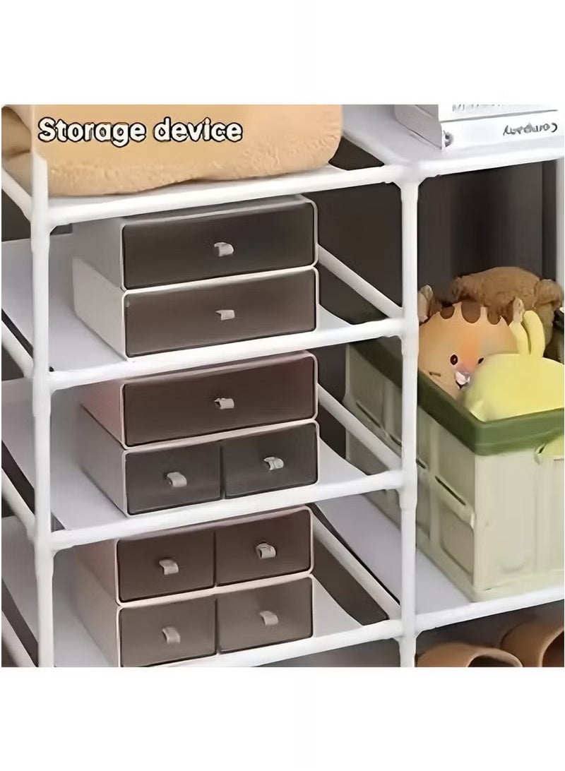 Arabest 3 Rows Cloak Rack Portable Wardrobe Large Capacity Wardrobe Closet with Shelves Easy to Assemble White 170*160*36CM - Image 4