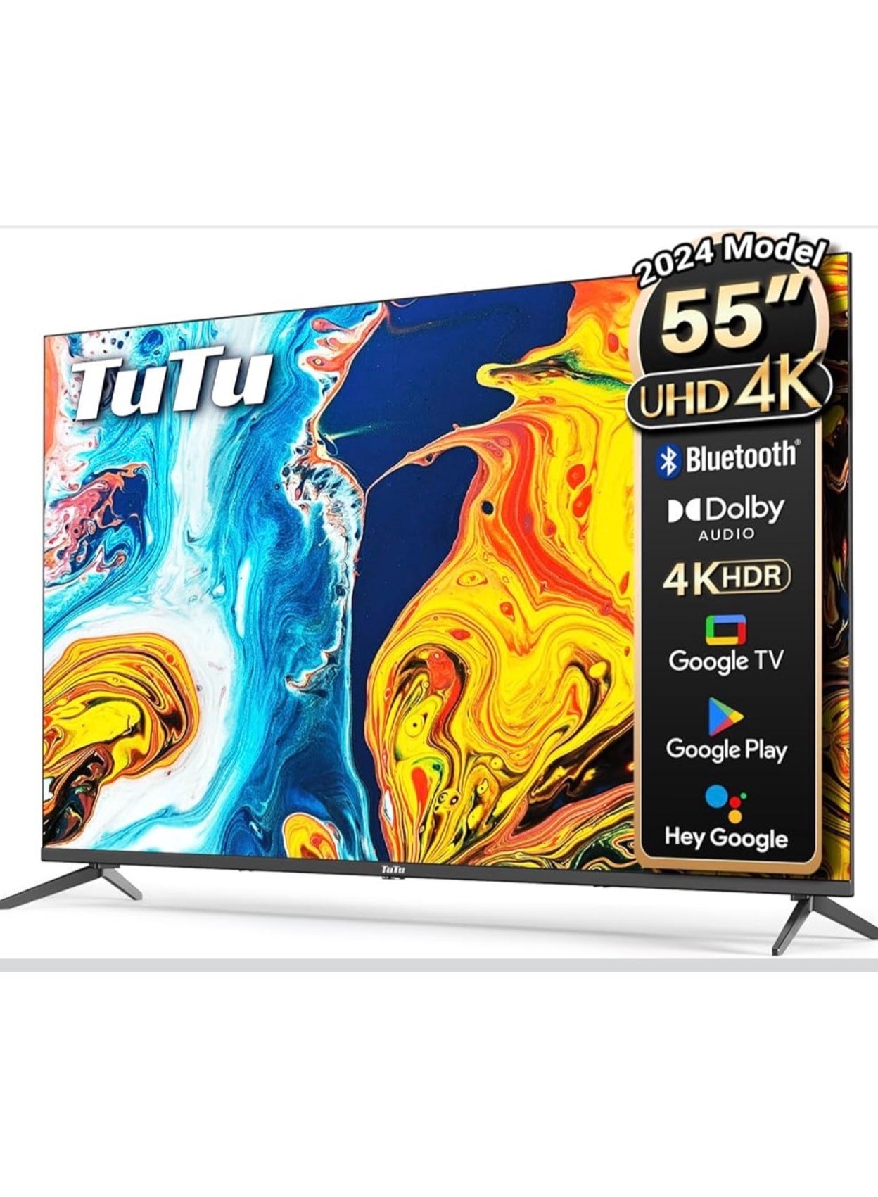 55-Inch 4K UHD Smart TV, Built in receiver, Google TV with Built-in Chromecast & Google Assistance, Hands-Free Voice Control, Dolby Audio, HDR10 & Micro Dimming Technology, Edgeless Design. G55QU Black