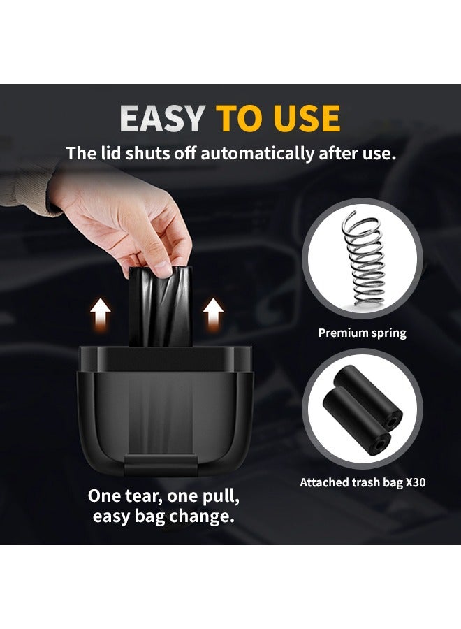 Generic Car Trash Can Bin with Lid, 30 pcs Trash Bags Mini Car Garbage Can, Dustbin Can Organizer Storage for Front Back Seat Accessories for Car Office Home  - Image 3