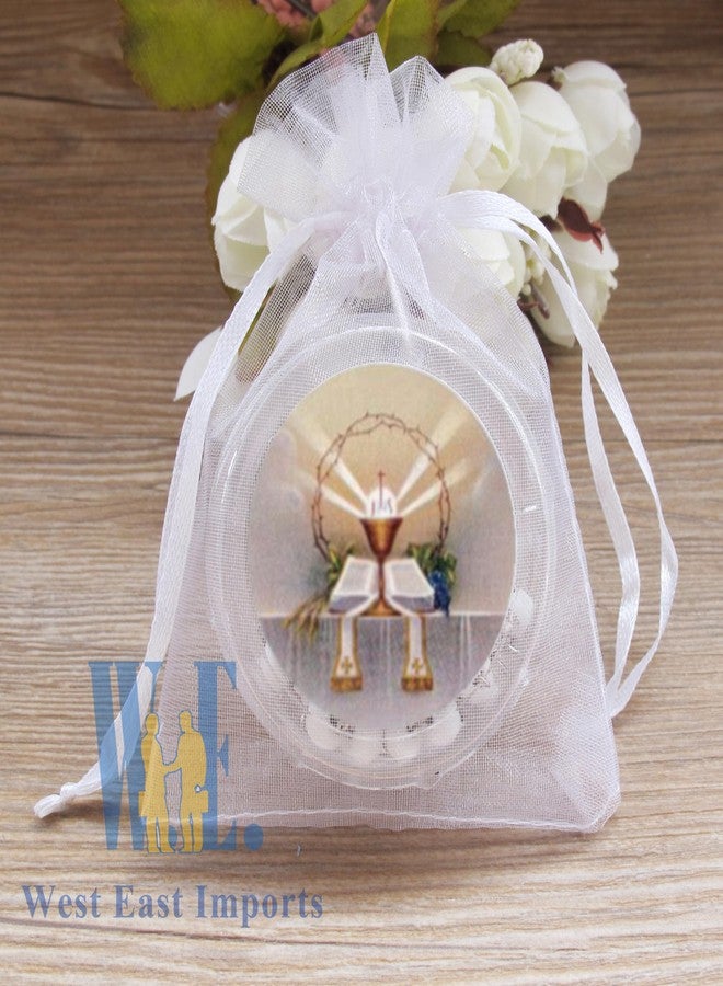 First Holy Communion White Scented Rosary Favor - 12 Rosaries chalice center individual Gift box (White) - Image 3