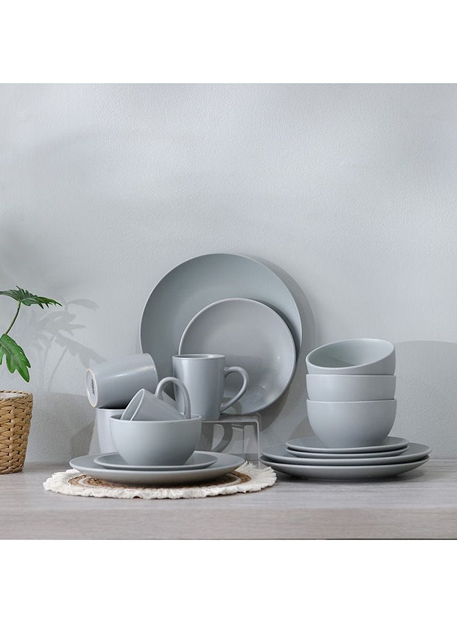 DANUBE HOME Apollo 16 Piece Color Glazed Dinner Set Serve 4 Stoneware Colorful Dinnerware Set Stylish Table Setting For Home Kitchen & Dining Room L33xW21.5xH28.5cm Grey - Image 2