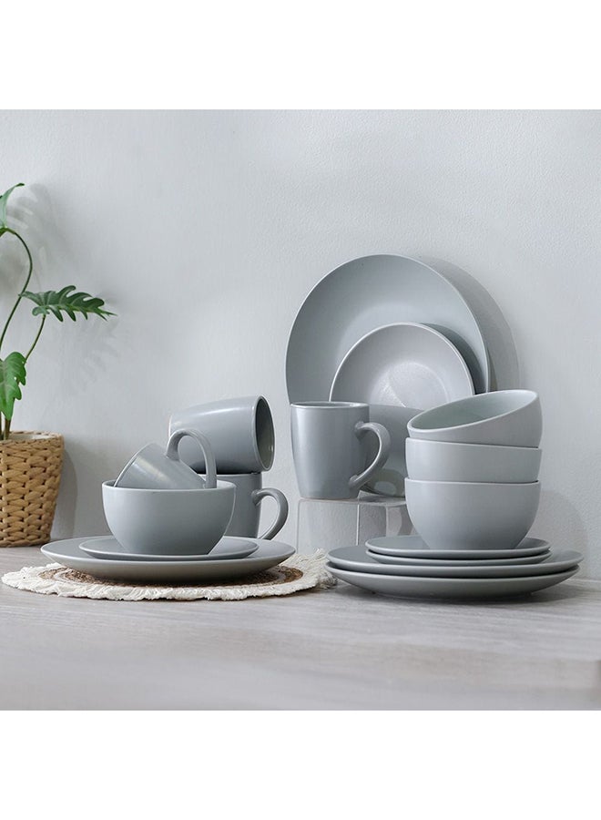 DANUBE HOME Apollo 16 Piece Color Glazed Dinner Set Serve 4 Stoneware Colorful Dinnerware Set Stylish Table Setting For Home Kitchen & Dining Room L33xW21.5xH28.5cm Grey - Image 1