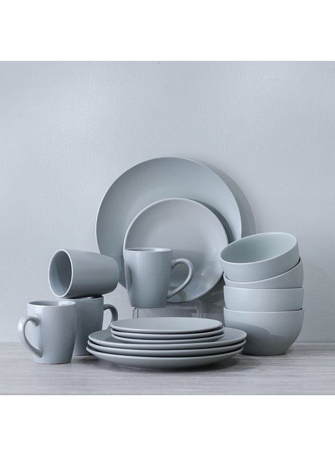 DANUBE HOME Apollo 16 Piece Color Glazed Dinner Set Serve 4 Stoneware Colorful Dinnerware Set Stylish Table Setting For Home Kitchen & Dining Room L33xW21.5xH28.5cm Grey - Image 3