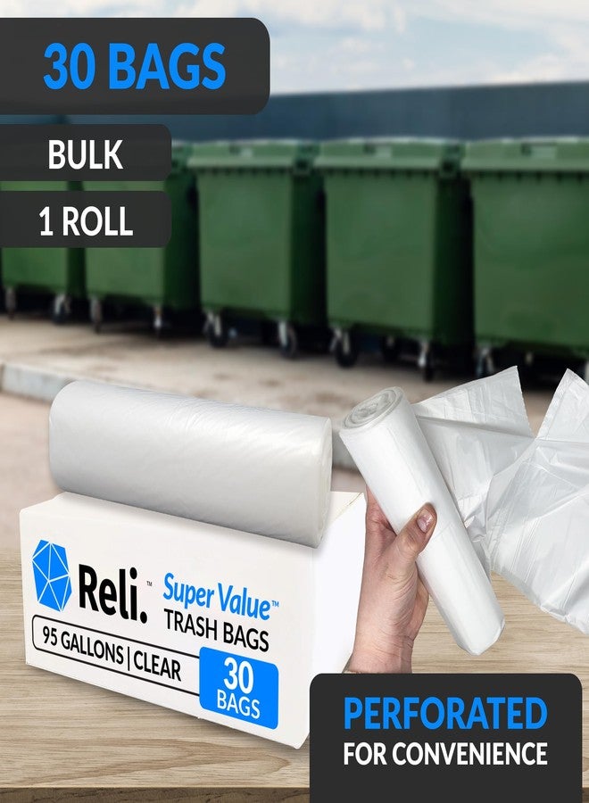 Reli. أكياس قمامة ريلي شديدة التحمل سعة 95 جالونًا | 30 كيس قمامة | كبيرة الحجم، شفافة، لجمع القمامة وتنظيفها بشكل فعال - Image 3