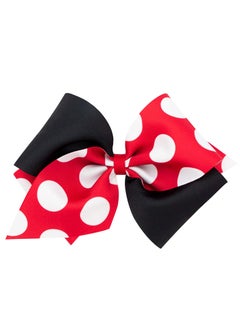 Wee Ones Wee Ones Girls Wide King TwoTone Dot Print Hair Bow  Red and Black 