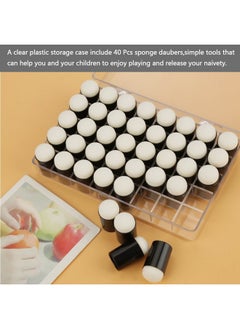 ZJchao Finger Sponge Daubers Set 40Pcs Craft Sponge Daubers With Storage Box For Paintingdrawinginkcard Making Sponge  - Image 4