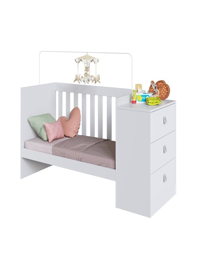 ART IN MOVEIS Baby Crib with 3drawer white color 169x79.4x63cm  - Image 2