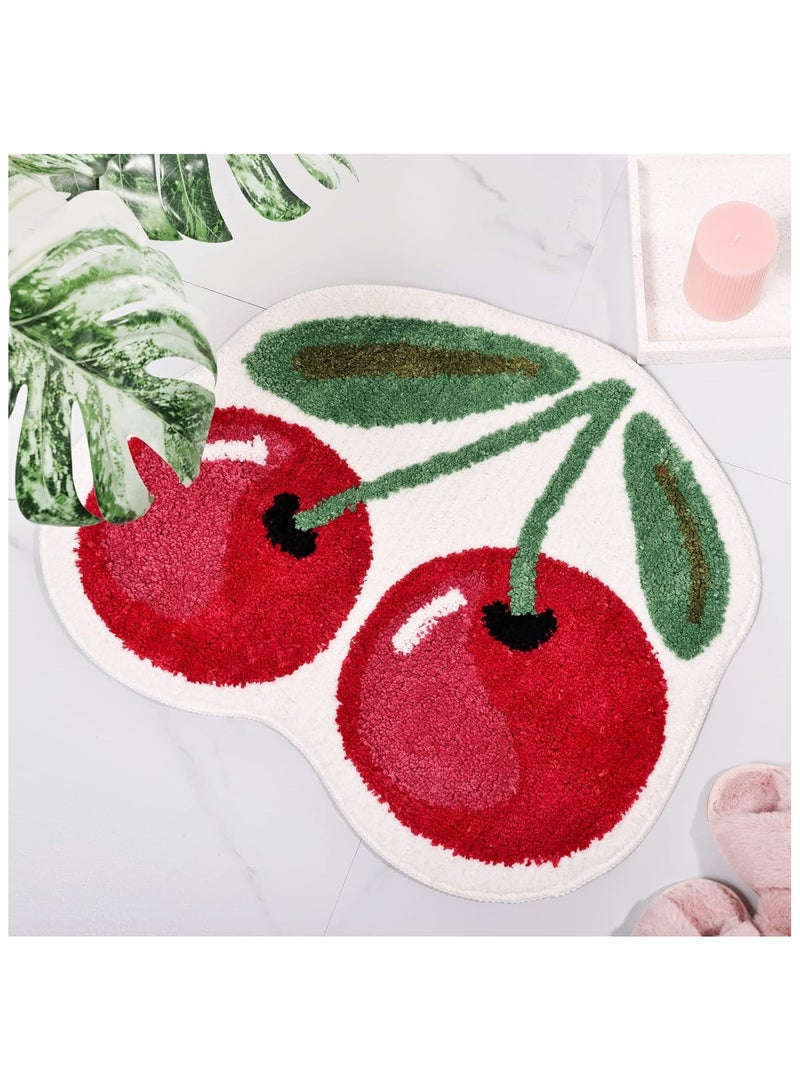 general Cherry cute bathroom bath mat, non-slip cute fruit shape absorbent bathtub cooler rug bathroom bathtub plush shower rug washable - Image 1