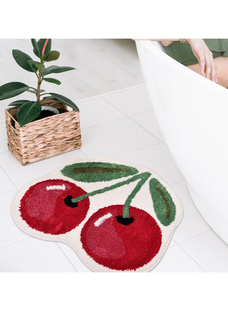 general Cherry cute bathroom bath mat, non-slip cute fruit shape absorbent bathtub cooler rug bathroom bathtub plush shower rug washable - Image 2