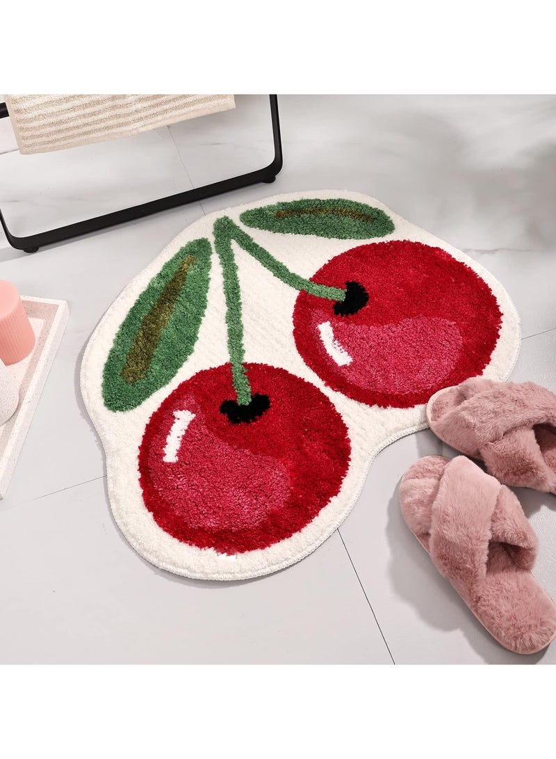 general Cherry cute bathroom bath mat, non-slip cute fruit shape absorbent bathtub cooler rug bathroom bathtub plush shower rug washable - Image 5