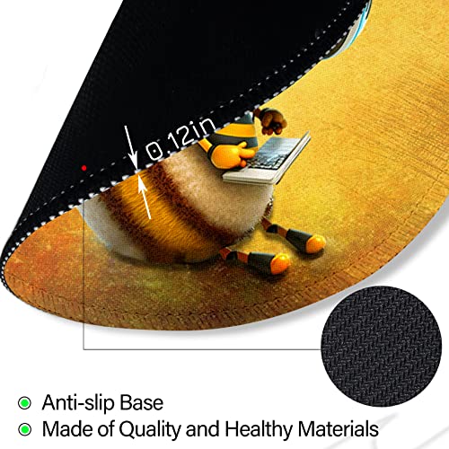 lebrocoli Bee Small Mouse Pad, Cute Round Mouse Pads for Desk, Travel Mini Mousepad with Non-Slip Rubber Base, Portable Mousepads for Wireless Computer Mouse Laptop, Office Desk Accessories, 8.6 * 8.6 Inch - Image 5