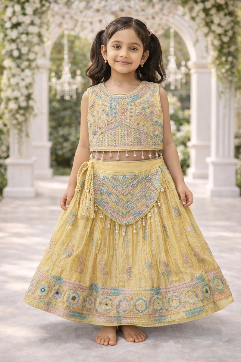 Inaabia Elegant Embellished Girls Lehenga Set - Image 4