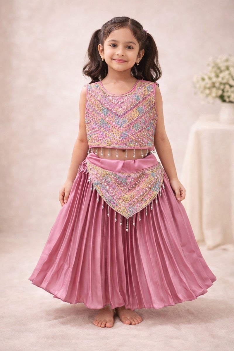 Inaabia Elegant Embellished Girls Lehenga Set - Image 1