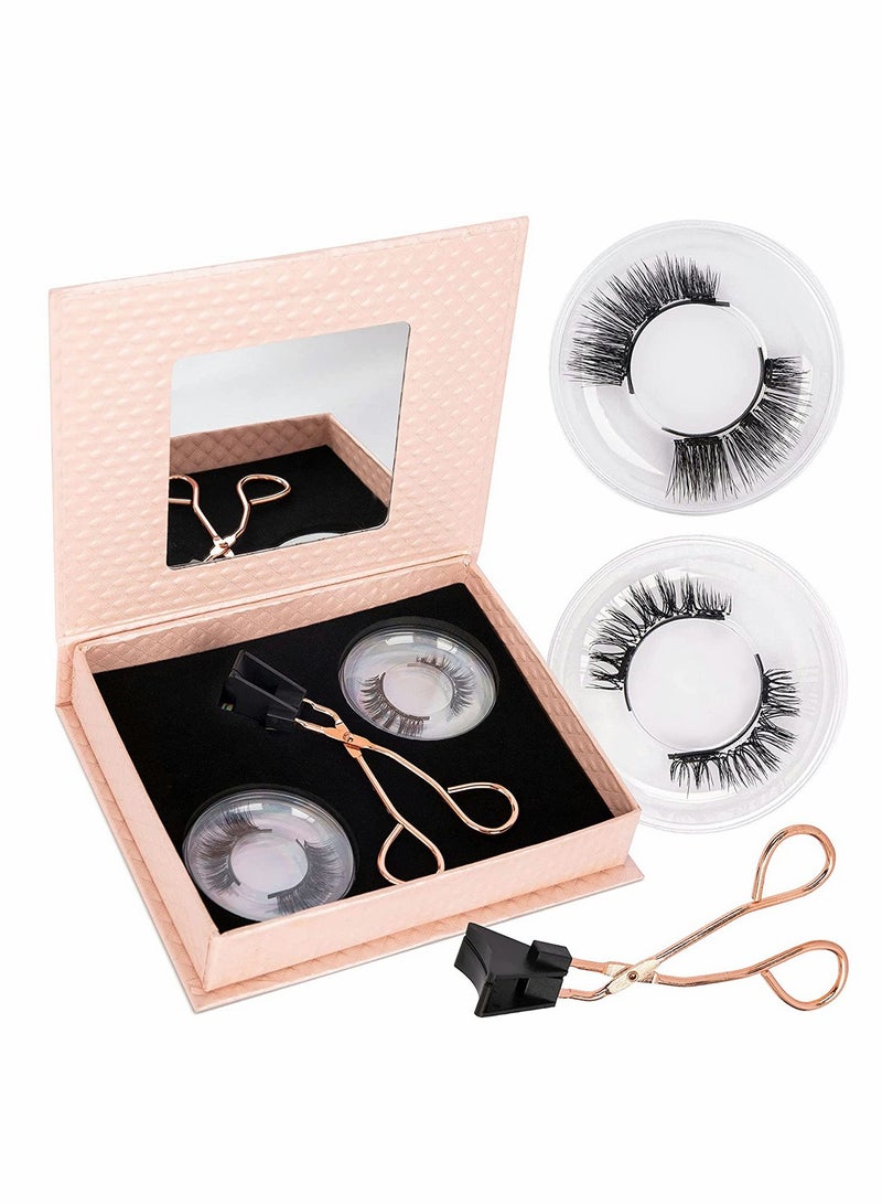 Magnetic Eyelashes Kit with No Glue Needed Lightweight and Easy to Wear 3D Reusable Eyelashes for Effortless Beauty 2 Pairs - Image 1