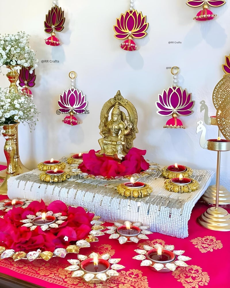 RR Crafts Handmade Hanging Decoration Items with jhumki Style for,Pooja Room Decoration Items,Diwali Decor Items,Wall hangings,ganpati Decoration Items,Pooja Decoration Items (10 PCS - Pink) - Image 3