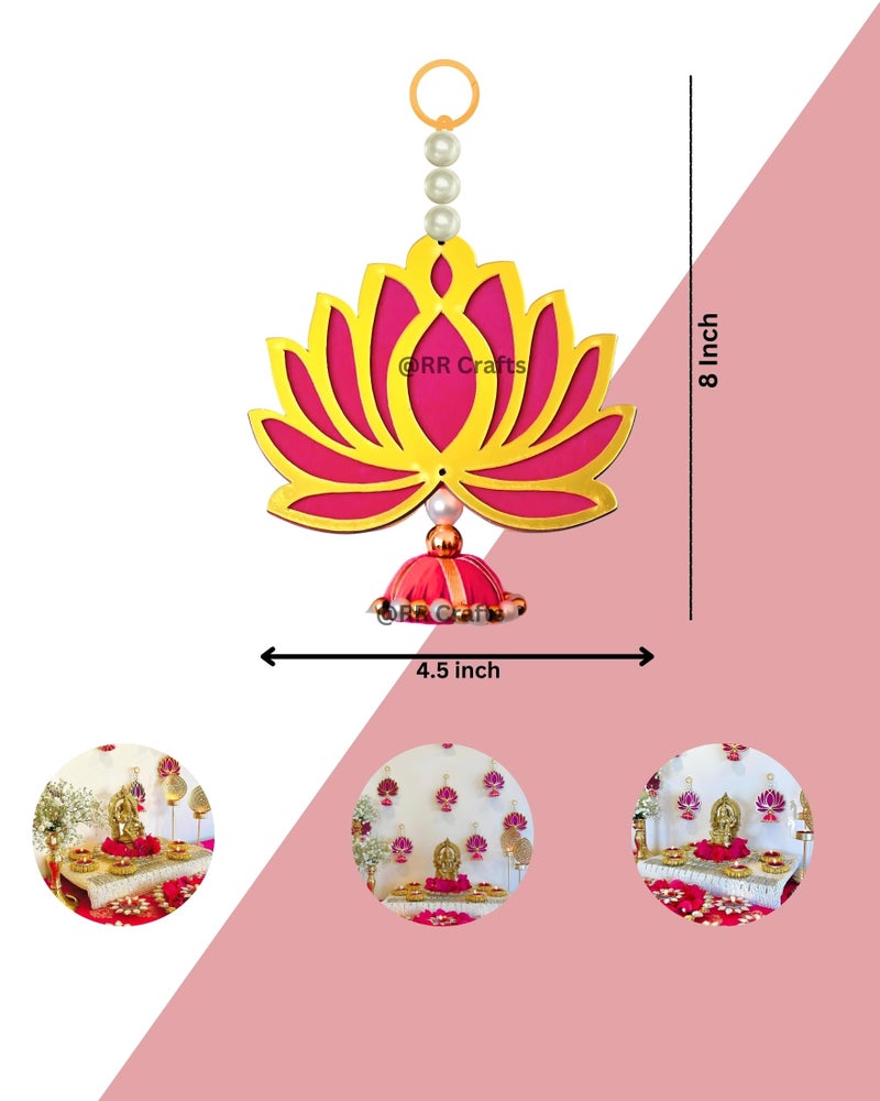 RR Crafts Handmade Hanging Decoration Items with jhumki Style for,Pooja Room Decoration Items,Diwali Decor Items,Wall hangings,ganpati Decoration Items,Pooja Decoration Items (10 PCS - Pink) - Image 5