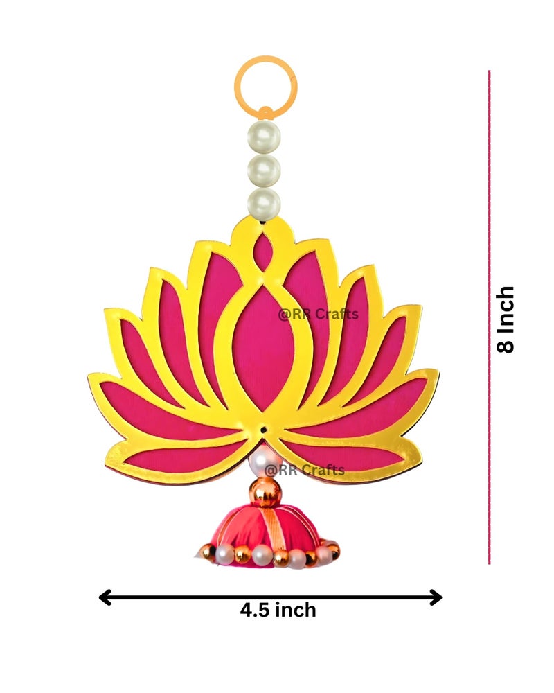 RR Crafts Handmade Hanging Decoration Items with jhumki Style for,Pooja Room Decoration Items,Diwali Decor Items,Wall hangings,ganpati Decoration Items,Pooja Decoration Items (10 PCS - Pink) - Image 2