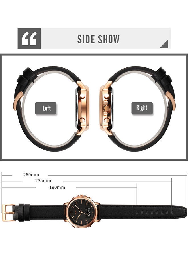 Men's Analog Digital With Leather Strap Classic Electronic Wrist Watch - Image 1