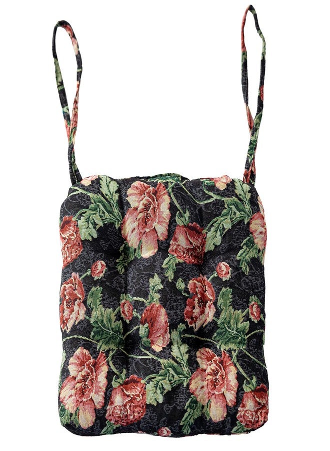 vctops Farmhouse Floral Print Chair Cushions with Ties U-Shaped Soft Comfortable Chair Pads Non Slip Seat Cushions for Indoor Dining Room and Kitchen Chairs (Flower F,16"x16") - Image 1