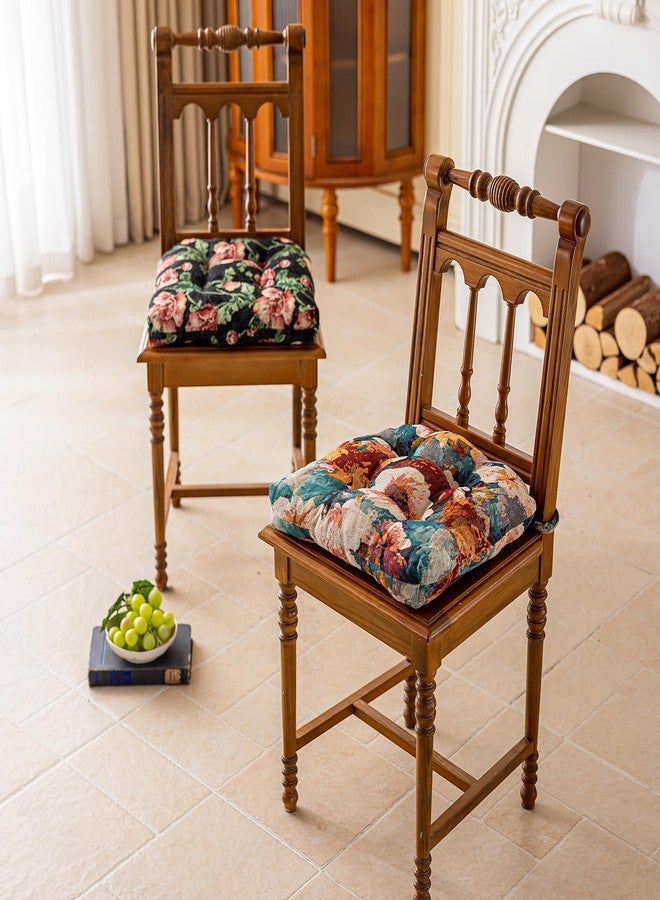 vctops Farmhouse Floral Print Chair Cushions with Ties U-Shaped Soft Comfortable Chair Pads Non Slip Seat Cushions for Indoor Dining Room and Kitchen Chairs (Flower F,16"x16") - Image 5