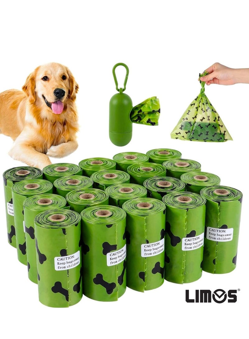 LIMOS 20Rolls-300pcs Dog Poop Bags Pet Dog Supplies for Dogs include 1pcs Green Adjustable Dispenser，Extra Thick and Strong, 100% Leak Proof, Biodegradable Waste Bag  - Image 2