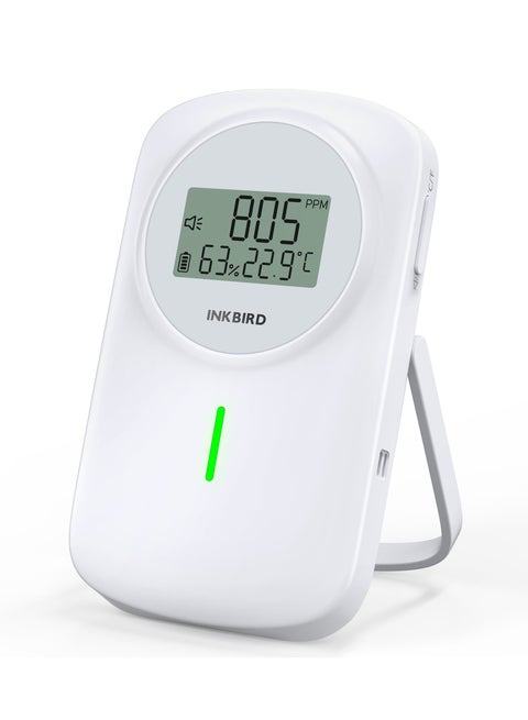 INKBIRD Indoor Air Quality Monitor IAM-O2, 3 in 1 CO2 Detector, Temperature and Humidity Monitor, Dual Alarm System, for Home, School, Office, Recreation Vehicles