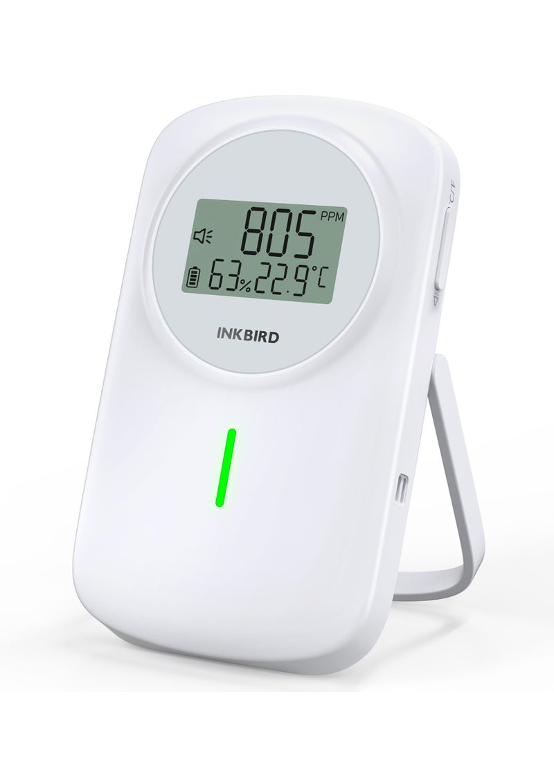 INKBIRD INKBIRD Indoor Air Quality Monitor IAM-O2, 3 in 1 CO2 Detector, Temperature and Humidity Monitor, Dual Alarm System, for Home, School, Office, Recreation Vehicles 