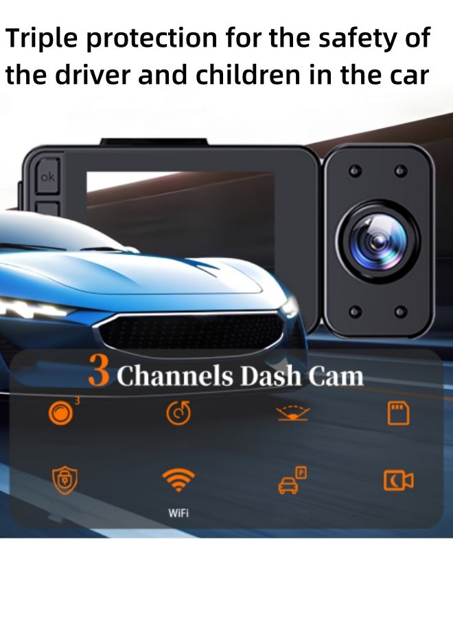 Generic Three Cameras Smart Dash Cam Pro Plus Sets 2MP Resolution/Free Wifi / 24-hours Parking Monitor / 170 Degree Wide View Angle  - Image 2