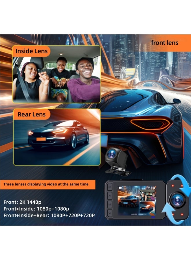 Generic Three Cameras Smart Dash Cam Pro Plus Sets 2MP Resolution/Free Wifi / 24-hours Parking Monitor / 170 Degree Wide View Angle  - Image 3
