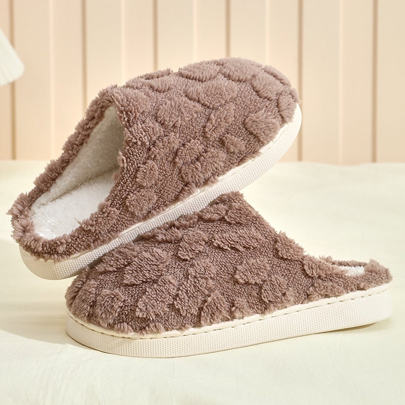 Cotton Slippers for Men and Women, Indoor Warm Plush Non-Slip Soft Sole Couple Style, Winter Home Slippers